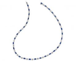 Naszyjnik z białego złota z diamentami i szafirami - 43 cm - próba 750. Białe naszyjniki Apart, z diamentem, złote. Za 61,990.00 zł.