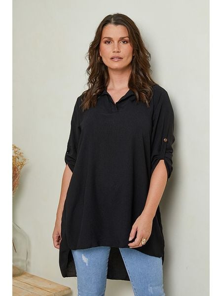 Curvy Lady Bluzka w kolorze czarnym rozmiar: 44/46. Czarne bluzki Curvy Lady, bez wzorów, klasyczne, bez kołnierzyka, bez ramiączek. Za 126.15 zł.