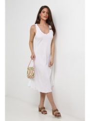 Le Monde du Lin Lniana sukienka w kolorze białym rozmiar: 40/42. Białe sukienki Le Monde du Lin, na co dzień, bez wzorów, ze lnu, bez kołnierzyka, bez ramiączek, midi, proste. Za 152.99 zł.