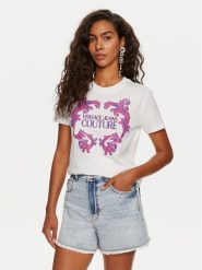 Versace Jeans Couture T-Shirt 76HAHG02 Biały Slim Fit. Białe t-shirty Versace Jeans Couture, s, bez wzorów, z bawełny, bez kołnierzyka, bez ramiączek. Za 399.99 zł.
