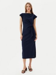 Tommy Hilfiger Sukienka codzienna WW0WW45159 Granatowy Regular Fit. Niebieskie sukienki TOMMY HILFIGER, na co dzień, s, bez wzorów, z bawełny, bez kołnierzyka, bez ramiączek, proste. Za 409.99 zł.