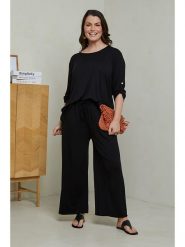 Curvy Lady 2-częściowy zestaw w kolorze czarnym rozmiar: 40/42. Czarne spodnie materiałowe Curvy Lady, na co dzień, bez wzorów, z materiału, z standardowym stanem. Za 166.95 zł.