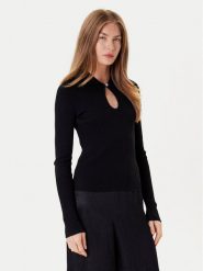 Marella Sweter Plume 2525366111 Czarny Slim Fit. Czarne swetry Marella, l, bez wzorów, z wiskozy, bez ramiączek. Za 589.99 zł.