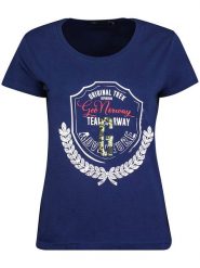 Geographical Norway Koszulka "Jirondelle" w kolorze granatowym rozmiar: XL. Niebieskie bluzki Geographical Norway, xl, bez wzorów, bez kołnierzyka, bez ramiączek. Za 47.95 zł.