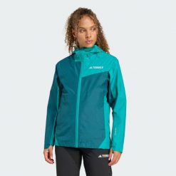 Kurtka Terrex Multi 2.5L Rain.Rdy. Niebieskie kurtki sportowe Adidas, l, bez wzorów, z materiału, bez kaptura, trekkingowe. Za 699.00 zł.