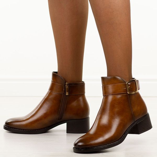 Brązowe botki damskie na obcasie Potocki 12721. Brązowe botki POTOCKI, na jesień, bez wzorów, z jeansu, z okrągłym noskiem, bez obcasa, na obcasie, bez zapięcia. Za 219.00 zł.