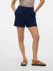 Vero Moda Szorty w kolorze granatowym rozmiar: XS. Niebieskie szorty Vero Moda, bez wzorów, z podwyższonym stanem. Za 61.60 zł.