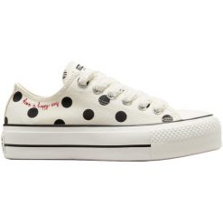 Buty sportowe Converse Chuck Taylor All Star Lift Platform Polka Dots. Brązowe obuwie sportowe Converse, bez zapięcia. Za 490.00 zł.