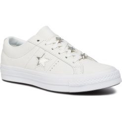 Tenisówki CONVERSE - One Star Ox 165020C Vintage White/Metallic Granite. Białe trampki Converse, bez wzorów, z gumy, bez zapięcia. Za 399.00 zł.