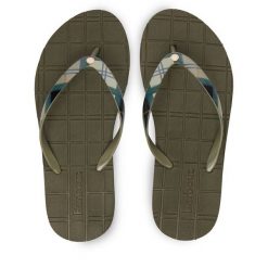 Japonki Barbour. Zielone klapki Barbour, bez wzorów, bez obcasa. Za 179.99 zł.