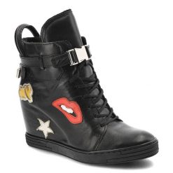 Czarne Sneakersy Simen Ocieplane Skórzane Buty. Czarne botki Simen, ze skóry, bez obcasa, na koturnie, bez zapięcia. Za 289.00 zł.