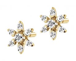 Kolczyki z żółtego złota z diamentami - kwiaty - 0,05 ct - próba 585. Żółte kolczyki Apart, z diamentem, złote. Za 1,759.00 zł.
