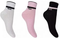 Fila Skarpetki Damskie 3-pack Quarter Biały/Róż 35-38. Czarne skarpety Fila, bez wzorów, z materiału. Za 54.31 zł.