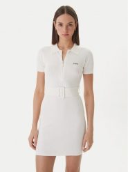 Guess Sukienka dzianinowa V6RK08 Z4642 Biały Slim Fit. Białe sukienki Guess, s, z aplikacjami, z dzianiny, bez kołnierzyka, bez ramiączek. Za 499.99 zł.