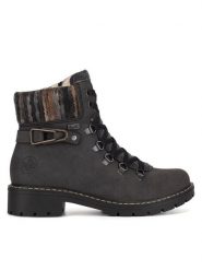Rieker Botki Y9131-45 Szary. Szare botki Rieker, bez wzorów, z materiału, bez obcasa, na płaskiej podeszwie, bez zapięcia. Za 279.99 zł.