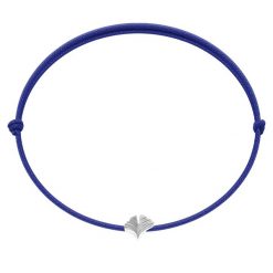 Bransoletka z posrebrzanym Ginko Etincelle na cienkim chabrowym sznurku. Niebieskie bransoletki Lilou, posrebrzane. Za 79.00 zł.