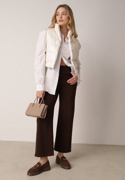 Ciemnobrązowe Bawełniane Jeansy z Wysokim Stanem i Szerokimi Nogawkami Taphixa. Brązowe jeansy Born2be, na co dzień, l, bez wzorów, z bawełny, z podwyższonym stanem. Za 139.99 zł.