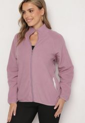 Fioletowa Bluza na Suwak o Prostym Kroju ze Stójką i Kieszeniami Esamira. Fioletowe bluzy Born2be, l, bez wzorów, z jeansu, bez kaptura. Za 29.99 zł.