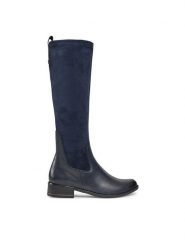 Caprice Kozaki 9-25514-41 Niebieski. Niebieskie kozaki Caprice, z materiału, bez obcasa, na płaskiej podeszwie, bez zapięcia. Za 519.99 zł.