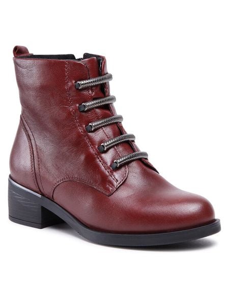 Lasocki Trzewiki WI23-KANAN-06 Bordowy. Czerwone botki Lasocki, bez wzorów, ze skóry, bez obcasa, na słupku, bez zapięcia. Za 199.99 zł.