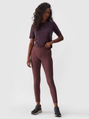 4F Legginsy prążkowane damskie - fioletowe L. Fioletowe legginsy 4f, l, bez wzorów, z dzianiny, z podwyższonym stanem. W wyprzedaży za 59.99 zł.