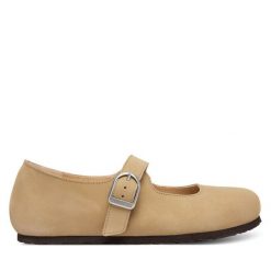Baleriny Birkenstock. Brązowe baleriny Birkenstock, bez wzorów, bez obcasa. Za 599.99 zł.