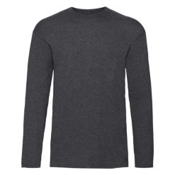 Koszulka Z Długim Rękawem Dla Dorosłych Unisex Valueweight Polycotton. Szare bluzki FRUIT OF THE LOOM, xl, bez wzorów, sportowe, bez kołnierzyka, bez ramiączek. Za 49.99 zł.