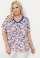 Niebieska Wiskozowa Bluzka z Krótkim Rękawem i Dekoltem Typu V-Neck Natloza. Niebieskie bluzki Born2be, l, bez wzorów, z wiskozy, bez kołnierzyka, bez ramiączek. W wyprzedaży za 59.49 zł.