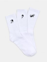 Skarpetki z haftem 3 pack - biały. Białe skarpety Sinsay, bez wzorów. Za 15.99 zł.