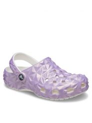 Crocs Klapki Classic Iridescent Geo Clog 209841 Fioletowy. Fioletowe klapki Crocs, bez wzorów, z tworzywa sztucznego, bez obcasa. Za 259.99 zł.