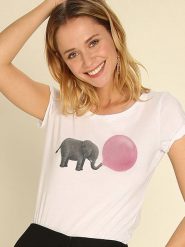 WOOOP Koszulka "Jumbo Bubble Gum" w kolorze białym rozmiar: M. Białe bluzki Wooop, m, bez wzorów, z bawełny, bez kołnierzyka, bez ramiączek. Za 47.95 zł.