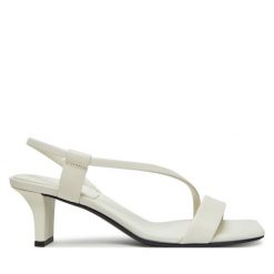 Sandały Calvin Klein. Białe sandały Calvin Klein, bez wzorów, bez obcasa, na słupku, bez zapięcia. Za 319.99 zł.