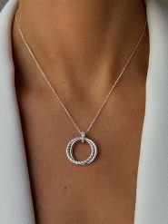 DI GIORGIO Srebrny naszyjnik z zawieszką - dł. 40 cm rozmiar: onesize. Szare naszyjniki DI GIORGIO, z cyrkonią, srebrne. Za 162.45 zł.