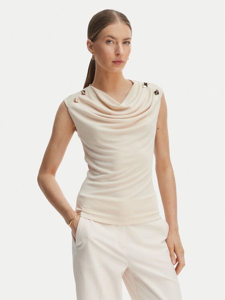 Rinascimento Bluzka CFC0128663003 Beżowy Regular Fit. Brązowe bluzki Rinascimento, xs, bez wzorów, z syntetyku, bez kołnierzyka, bez ramiączek. Za 261.99 zł.