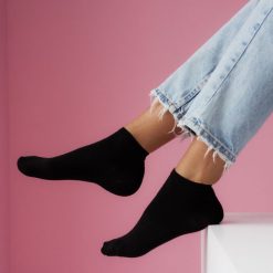 Skarpetki damskie bawełniane FIT SHORT BK 847. Czarne skarpety Milena, bez wzorów, z bawełny. Za 12.00 zł.