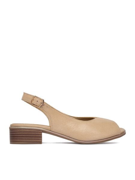 Go Soft Sandały CEO-WI23-LUCY-04 Beżowy. Brązowe sandały GO SOFT, bez wzorów, ze skóry, bez obcasa, na słupku, bez zapięcia. Za 169.99 zł.