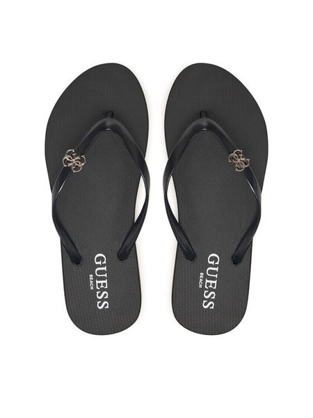 Guess Japonki E6GZ14 BB00F Czarny. Czarne klapki Guess, z aplikacjami, z syntetyku, bez obcasa. Za 99.99 zł.