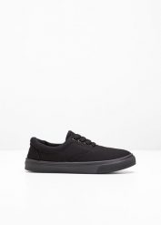 Sneakersy z bawełnianego płótna. Białe obuwie sportowe bonprix, z bawełny, bez zapięcia. Za 72.99 zł.
