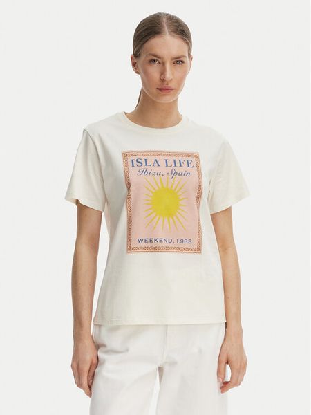 Weekend Max Mara T-Shirt Pantera 2615971032 Écru Regular Fit. Białe t-shirty Weekend Max Mara, m, bez wzorów, z bawełny, bez kołnierzyka, bez ramiączek. Za 298.99 zł.