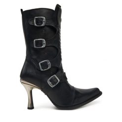 Botki NEW ROCK. Czarne botki NEW ROCK, bez wzorów, bez obcasa, na szpilce, bez zapięcia. Za 1,219.00 zł.