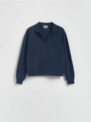 Bluza z modalem - granatowy. Niebieskie bluzy Reserved, l, bez wzorów, z dzianiny, bez kaptura. Za 99.99 zł.