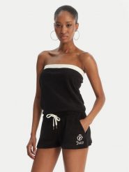 Juicy Couture Kombinezon Applique Terry JCWFP126316 Czarny Regular Fit. Czarne sukienki Juicy Couture, xs, bez wzorów, z bawełny, bez kołnierzyka, bez ramiączek. Za 299.99 zł.