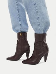 MEXX Botki EO-MI001804363W Brązowy. Brązowe botki Mexx, bez wzorów, ze skóry, bez obcasa, na słupku, bez zapięcia. Za 379.99 zł.