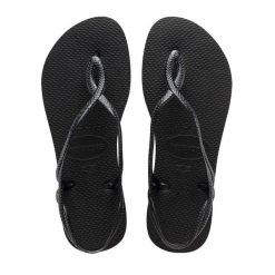 Klapki Havaianas Model 4129697 Kolor Czarny. Czarne klapki Havaianas, bez wzorów, z gumy, bez obcasa. Za 184.50 zł.
