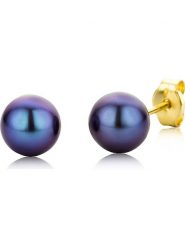 Revoni Kolczyki-wkrętki w kolorze niebieskim z perłami rozmiar: onesize. Niebieskie kolczyki Revoni, z perłą, złote. Za 291.45 zł.