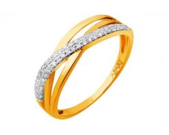 Pierścionek z żółtego złota z diamentami - 0,10 ct - próba 585. Żółte pierścionki Apart, z diamentem, złote. Za 2,559.00 zł.