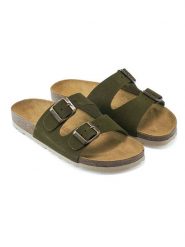 Mandel Skórzane klapki w kolorze khaki rozmiar: 37. Brązowe klapki Mandel, bez wzorów, ze skóry, z otwartym noskiem, bez obcasa. Za 121.99 zł.