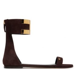 Sandały Elisabetta Franchi. Brązowe sandały Elisabetta Franchi, bez wzorów, bez obcasa, na płaskiej podeszwie, bez zapięcia. Za 2,299.00 zł.