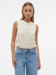 Vero Moda Bluzka Bali 10302924 Écru Regular Fit. Bluzki Vero Moda, l, bez wzorów, z bawełny, bez kołnierzyka, bez ramiączek. Za 59.99 zł.
