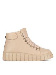 Sergio Bardi Botki WI23-B1025-01SB Beżowy. Brązowe botki Sergio Bardi, bez wzorów, ze skóry, bez obcasa, na koturnie, bez zapięcia. Za 174.99 zł.
